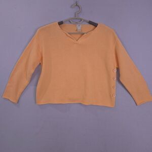 J Jill Sweater Womens Orange Small Long Sleeve Cropped Side Button Pullover
